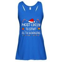 Most Likely To Start All The Shenanigans family Christmas Ladies Essential Flowy Tank