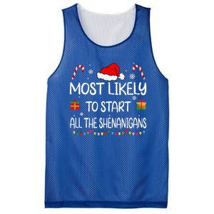 Most Likely To Start All The Shenanigans family Christmas Mesh Reversible Basketball Jersey Tank