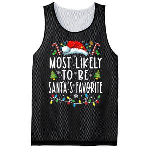 Most Likely To Be SantaS Favorite Matching Christmas Mesh Reversible Basketball Jersey Tank