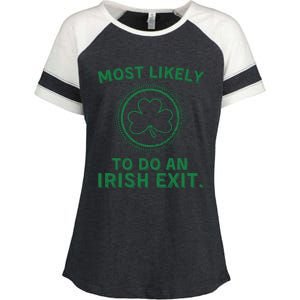 Most Likely To Do An Irish Exit Funny St Patricks Day Enza Ladies Jersey Colorblock Tee