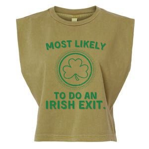 Most Likely To Do An Irish Exit Funny St Patricks Day Garment-Dyed Women's Muscle Tee