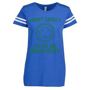 Most Likely To Do An Irish Exit Funny St Patricks Day Enza Ladies Jersey Football T-Shirt