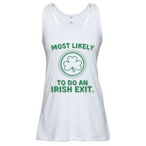 Most Likely To Do An Irish Exit Funny St Patricks Day Ladies Essential Flowy Tank