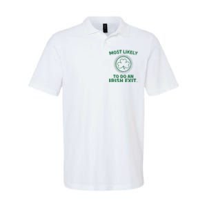 Most Likely To Do An Irish Exit Funny St Patricks Day Softstyle Adult Sport Polo