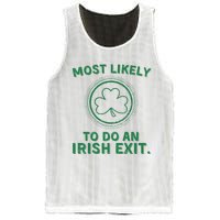 Most Likely To Do An Irish Exit Funny St Patricks Day Mesh Reversible Basketball Jersey Tank