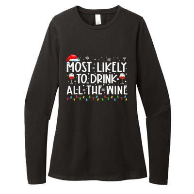 Most Likely To Drink All The Wine Family Matching Xmas Womens CVC Long Sleeve Shirt