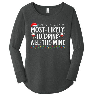 Most Likely To Drink All The Wine Family Matching Xmas Women's Perfect Tri Tunic Long Sleeve Shirt