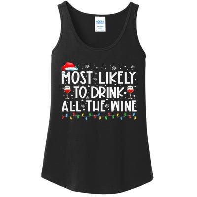 Most Likely To Drink All The Wine Family Matching Xmas Ladies Essential Tank