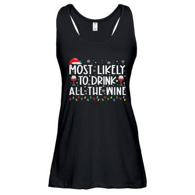 Most Likely To Drink All The Wine Family Matching Xmas Ladies Essential Flowy Tank