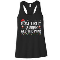 Most Likely To Drink All The Wine Family Matching Xmas Women's Racerback Tank