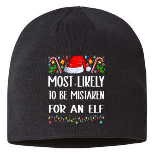 Most Likely To Be Mistaken For An Elf Christmas Pajamas Sustainable Beanie