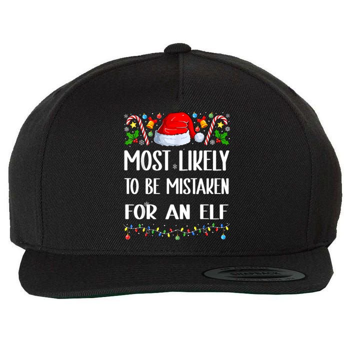 Most Likely To Be Mistaken For An Elf Christmas Pajamas Wool Snapback Cap