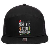 Most Likely To Eat All The Hershey Kisses Funny Xmas Lights 7 Panel Mesh Trucker Snapback Hat