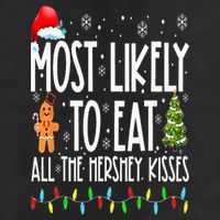 Most Likely To Eat All The Hershey Kisses Funny Xmas Lights 7 Panel Mesh Trucker Snapback Hat