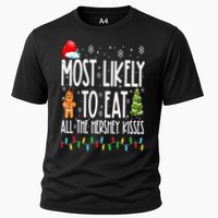 Most Likely To Eat All The Hershey Kisses Funny Xmas Lights Cooling Performance Crew T-Shirt