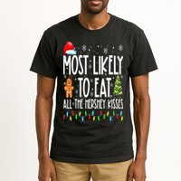 Most Likely To Eat All The Hershey Kisses Funny Xmas Lights Tall T-Shirt