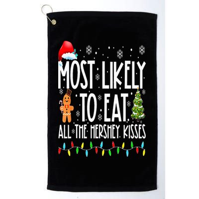 Most Likely To Eat All The Hershey Kisses Funny Xmas Lights Golf Towel