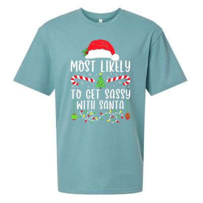 Most Likely To Get Sassy With Santa Christmas Matching Funny Gift Sueded Cloud Jersey T-Shirt