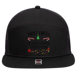 Most Likely To Sleep Through Christmas Morning Funny Christmas Family Matching 7 Panel Mesh Trucker Snapback Hat