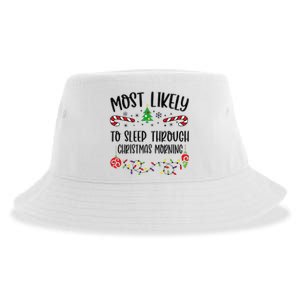 Most Likely To Sleep Through Christmas Morning Funny Christmas Family Matching Sustainable Bucket Hat