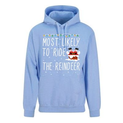 Most Likely To Ride The Reindeer Cute Funny Christmas 2024 Cute Gift Unisex Surf Hoodie