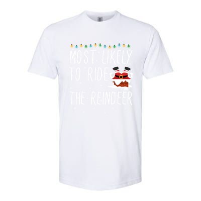 Most Likely To Ride The Reindeer Cute Funny Christmas 2024 Cute Gift Softstyle® CVC T-Shirt