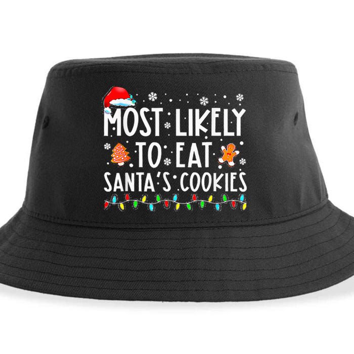 Most Likely To Eat Santas Cookies Family Christmas Holiday  Sustainable Bucket Hat