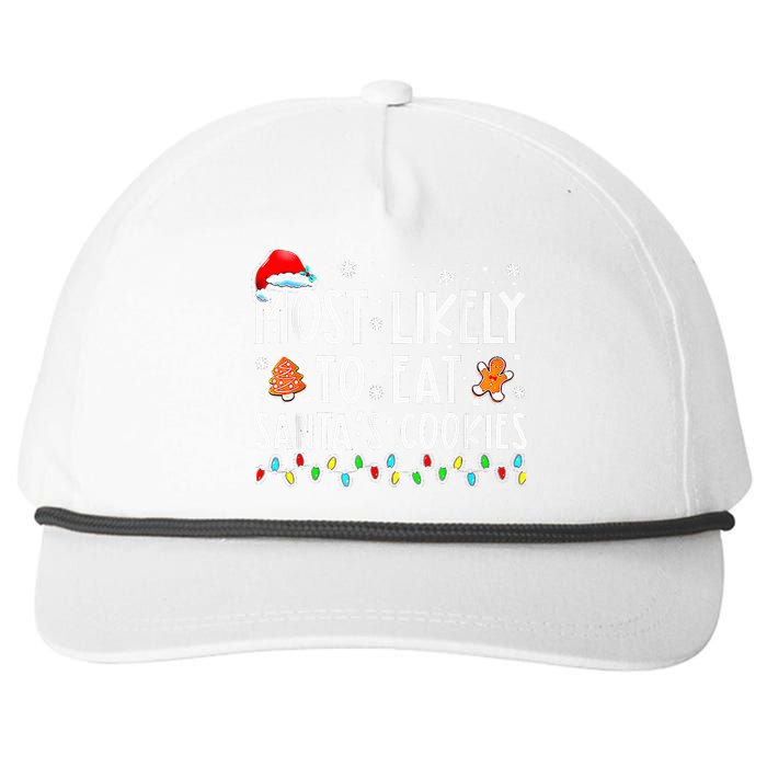 Most Likely To Eat Santas Cookies Family Christmas Holiday  Snapback Five-Panel Rope Hat