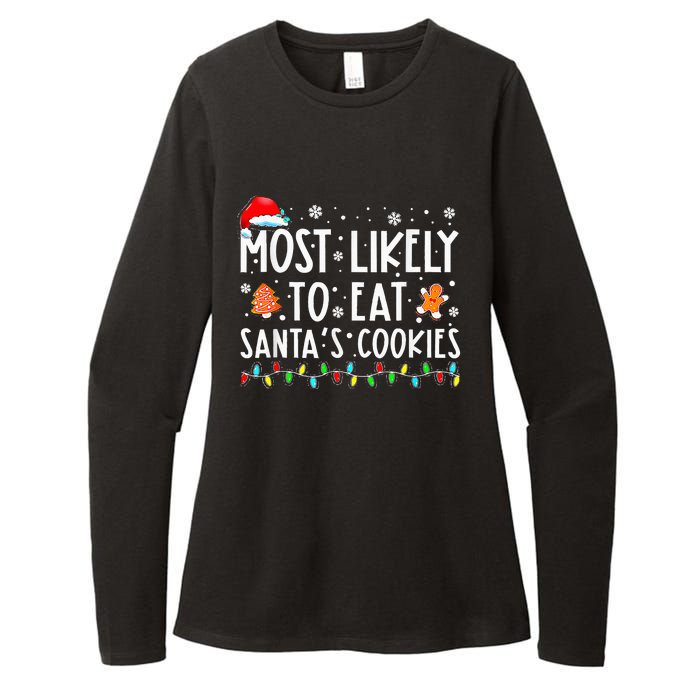 Most Likely To Eat Santas Cookies Family Christmas Holiday  Womens CVC Long Sleeve Shirt