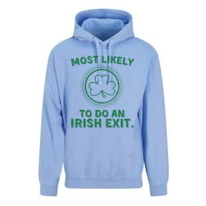 Most Likely To Do An Irish Exit Funny St Patricks Day Unisex Surf Hoodie