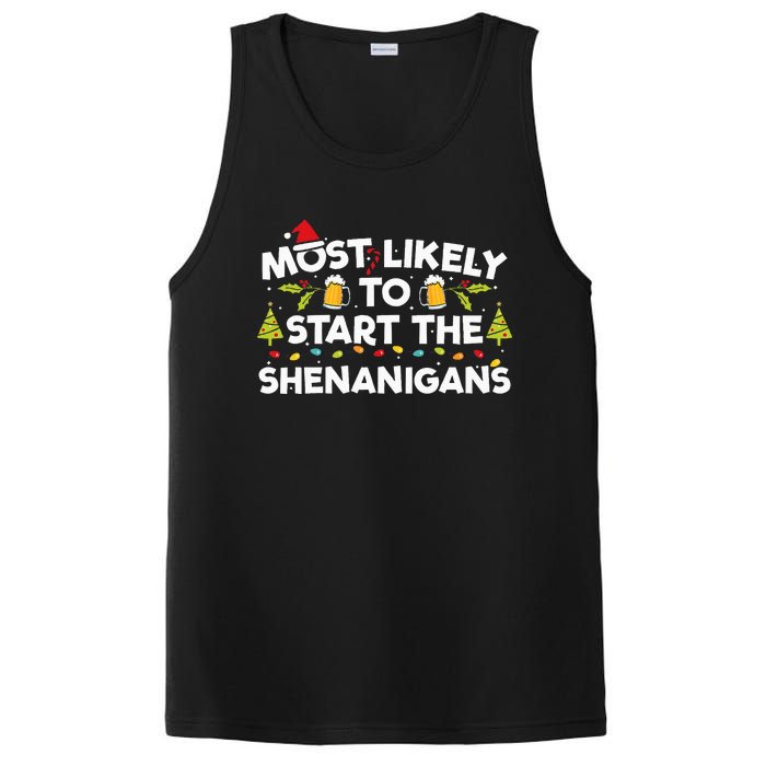 Most Likely To Start The Shenanigans Funny Family Christmas PosiCharge Competitor Tank