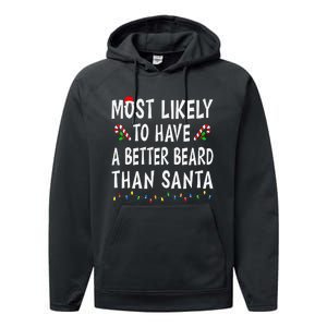 Most Likely To Have Better Beard Than Santa Funny Christmas Gift Performance Fleece Hoodie