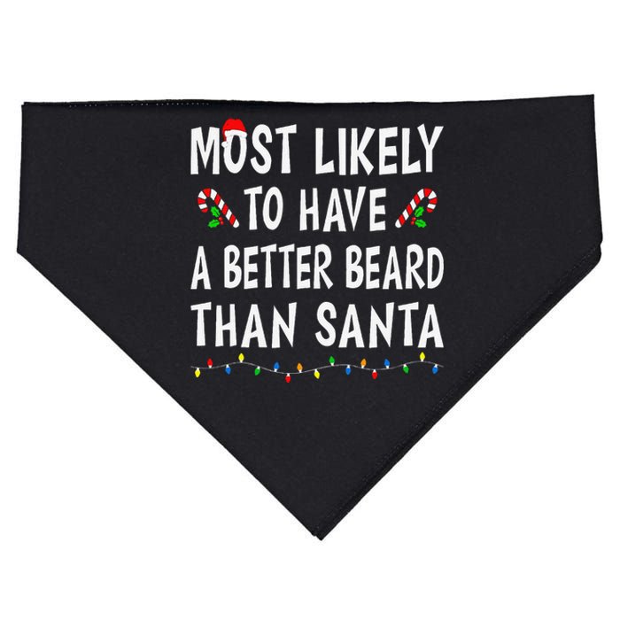 Most Likely To Have Better Beard Than Santa Funny Christmas Gift USA-Made Doggie Bandana