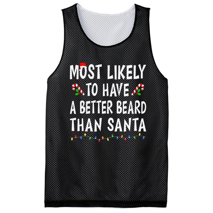 Most Likely To Have Better Beard Than Santa Funny Christmas Gift Mesh Reversible Basketball Jersey Tank