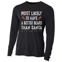 Most Likely To Have Better Beard Than Santa Funny Christmas Gift Cooling Performance Long Sleeve Crew