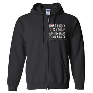 Most Likely To Have Better Beard Than Santa Funny Christmas Gift Full Zip Hoodie