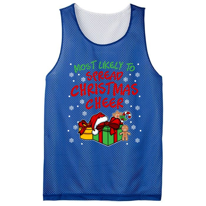 Most Likely To Spread Christmas Cheer Gift Mesh Reversible Basketball Jersey Tank