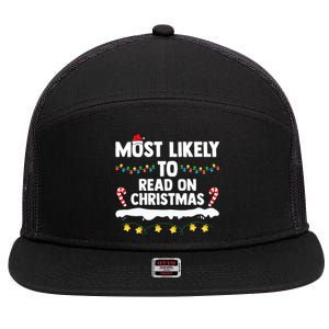 Most Likely To Read On Christmas Family Group Matching Xmas 7 Panel Mesh Trucker Snapback Hat