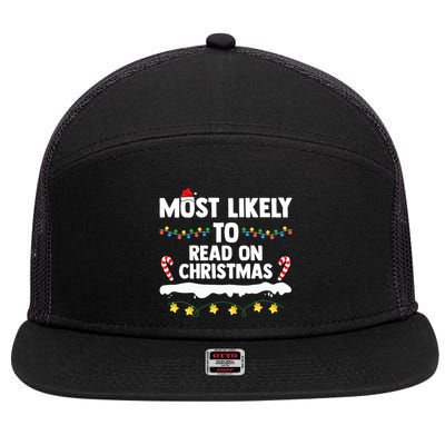 Most Likely To Read On Christmas Family Group Matching Xmas 7 Panel Mesh Trucker Snapback Hat