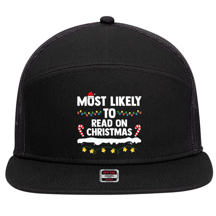 Most Likely To Read On Christmas Family Group Matching Xmas 7 Panel Mesh Trucker Snapback Hat