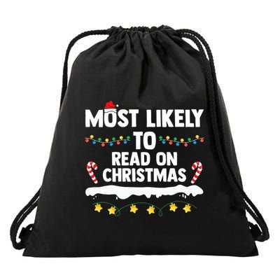 Most Likely To Read On Christmas Family Group Matching Xmas Drawstring Bag
