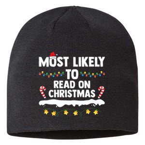 Most Likely To Read On Christmas Family Group Matching Xmas Sustainable Beanie