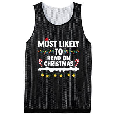 Most Likely To Read On Christmas Family Group Matching Xmas Mesh Reversible Basketball Jersey Tank