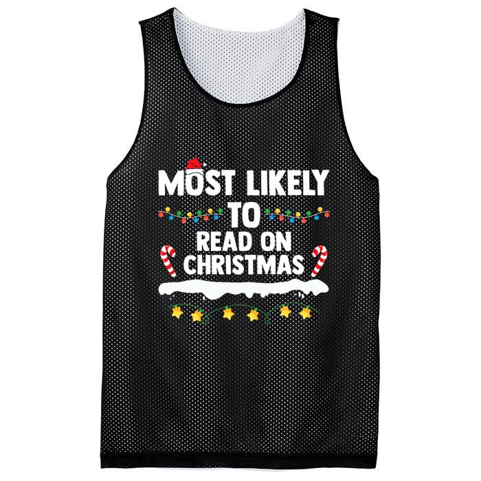 Most Likely To Read On Christmas Family Group Matching Xmas Mesh Reversible Basketball Jersey Tank