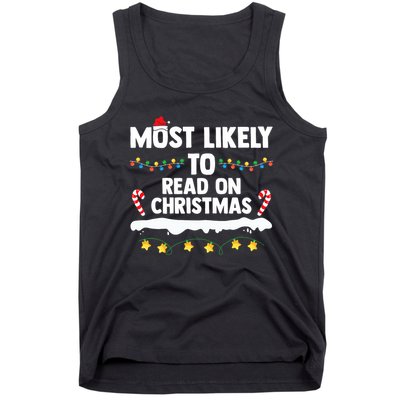 Most Likely To Read On Christmas Family Group Matching Xmas Tank Top