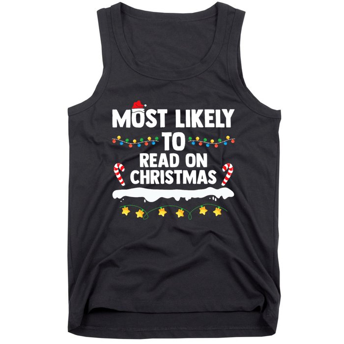 Most Likely To Read On Christmas Family Group Matching Xmas Tank Top