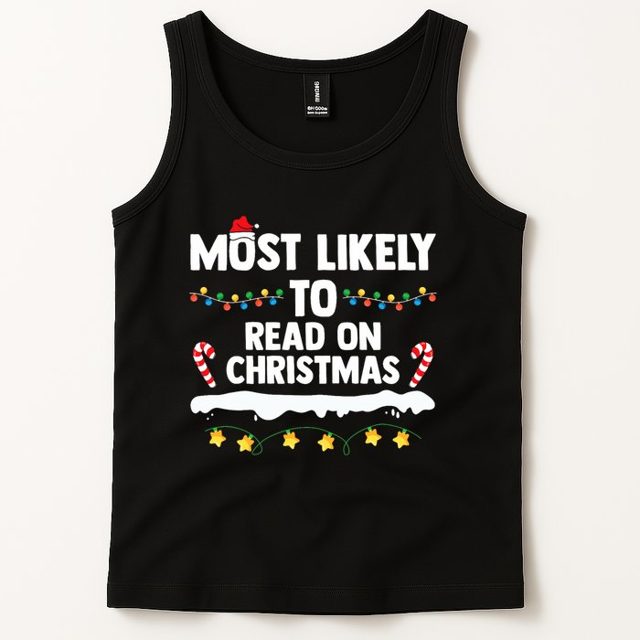 Most Likely To Read On Christmas Family Group Matching Xmas Tank Top
