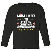 Most Likely To Read On Christmas Family Group Matching Xmas Toddler Long Sleeve Shirt