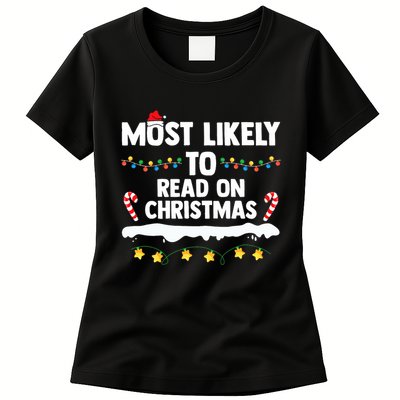 Most Likely To Read On Christmas Family Group Matching Xmas Womens T-Shirt