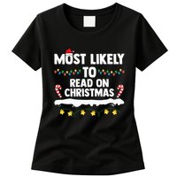 Most Likely To Read On Christmas Family Group Matching Xmas Womens T-Shirt